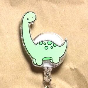 Green Dinosaur Badge Reel for pediatric nurses